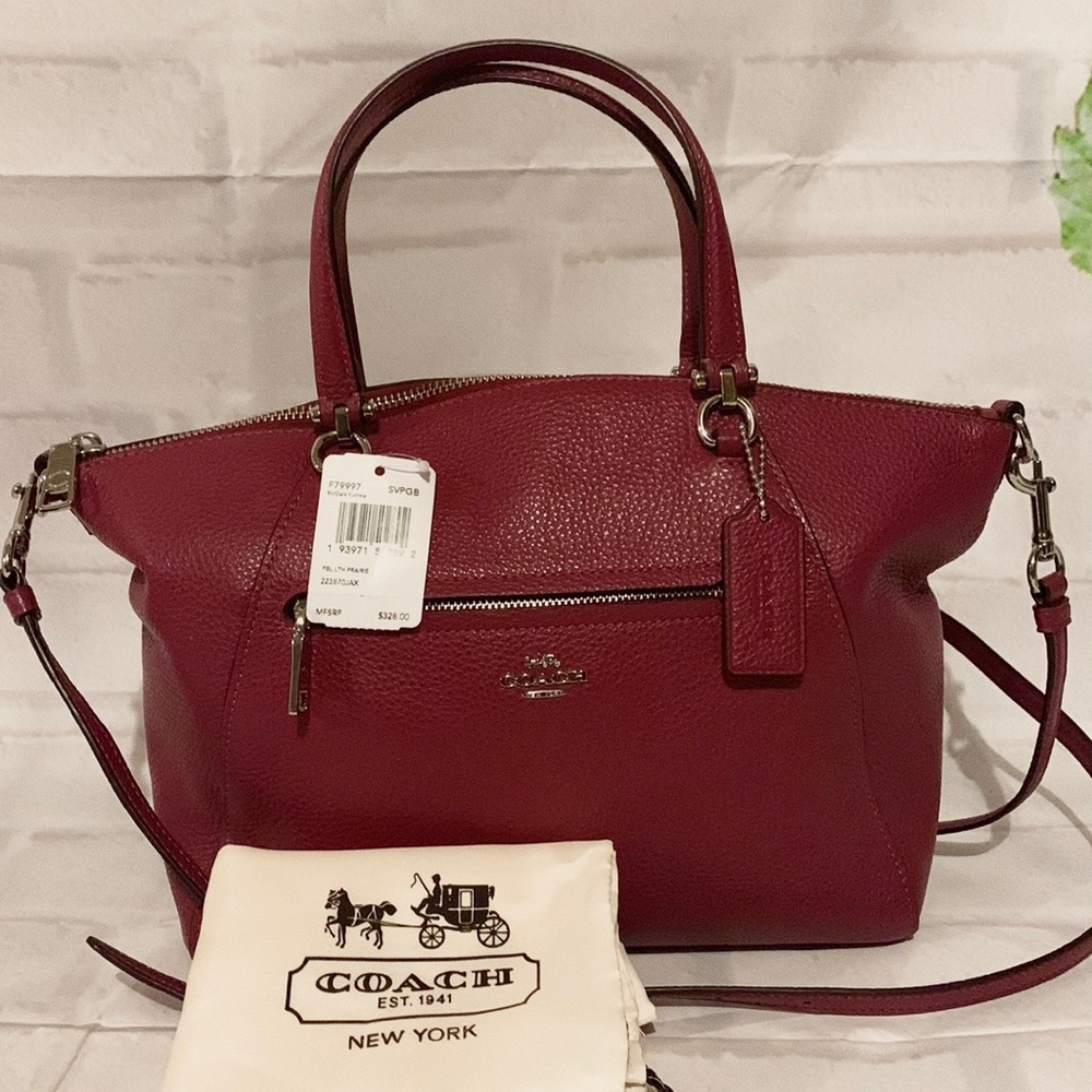 🌸 COACH F79997 🌸 DARK FUCHSIA PRAIRIE LEATHER SATCHEL MSRP $328